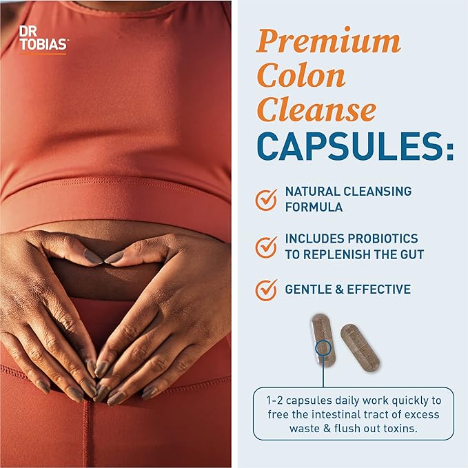 Dr. Tobias Colon Cleanse - Constipation Relief &amp Gut Health Support for Women &amp Men | 14 Day Colon Cleanser for a Gentle Colon Detox &amp Gut Flush - 3 Bottles of 28 Capsules