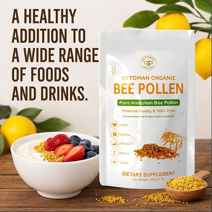 Bee Pollen – USDA &amp EU Organic Certified Halal ISO 22000 &amp GMP | 100% Pure Superfood Rich in Vitamins &amp Minerals | Non-GMO Additive-Free (1 Pound (Pack of 1))