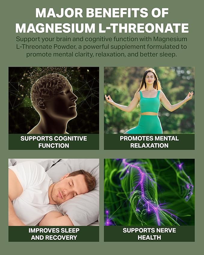 HormoneSynergy Magnesium L-Threonate Powder with Magtein - Brain-Supporting Magnesium Threonate Complex - Mixed Berry Gluten-Free Supplement for Cognitive Health - 60 Servings