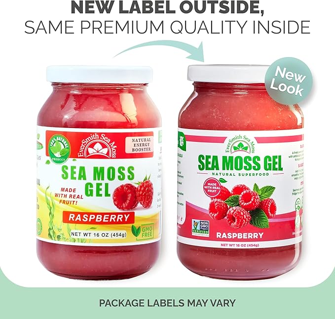 Wildcrafted Irish Sea Moss Gel | Made in USA | Rich in Vitamins &amp Minerals | Sea Moss Gel Raw | Nutritional Supplement | Raspberry (16 oz)