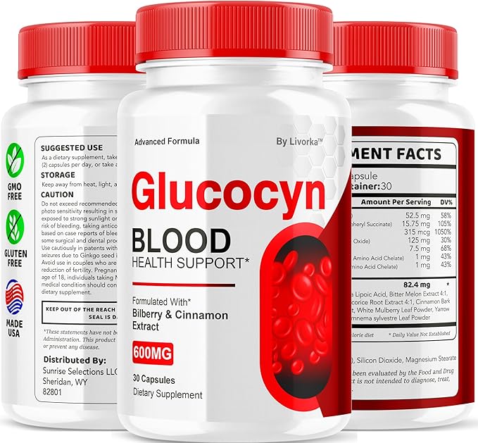(2 Pack) Glucocyn - Glucocyn Capsules Glycogen Support Official Gluco Cyn Supplement Pills Health &amp Wellness All Natural Ingredients Glucosyn Plus Premium Advanced Formula 60 Capsules for 2 Mon