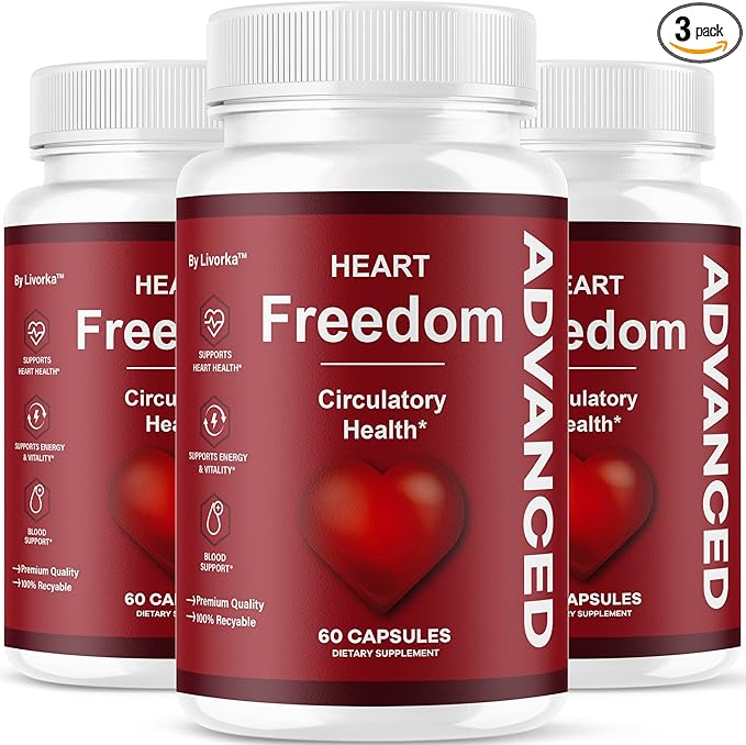 (3 Pack) Heart Freedom - Heart Freedom Capsules Official HeartFreedom Pills All Natural Ingredients - Maximum Strength Premium Advanced Formula Support Health &amp Wellness 180 Capsules for 3 Mont
