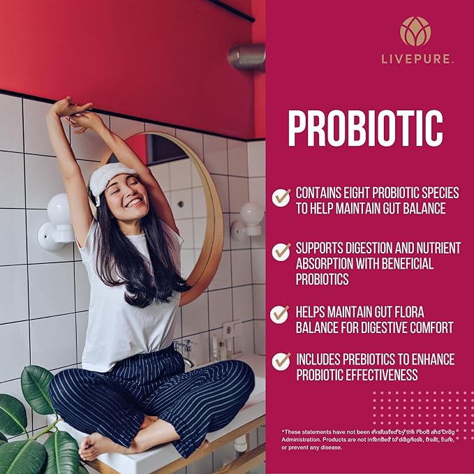 PURE Probiotic Controlled-Release Technology | 60 Vegan Capsules | Dietary Supplement for Immune &amp Digestive Support | Ideal for Men Women &amp Kids | Promotes Nutrient Absorption