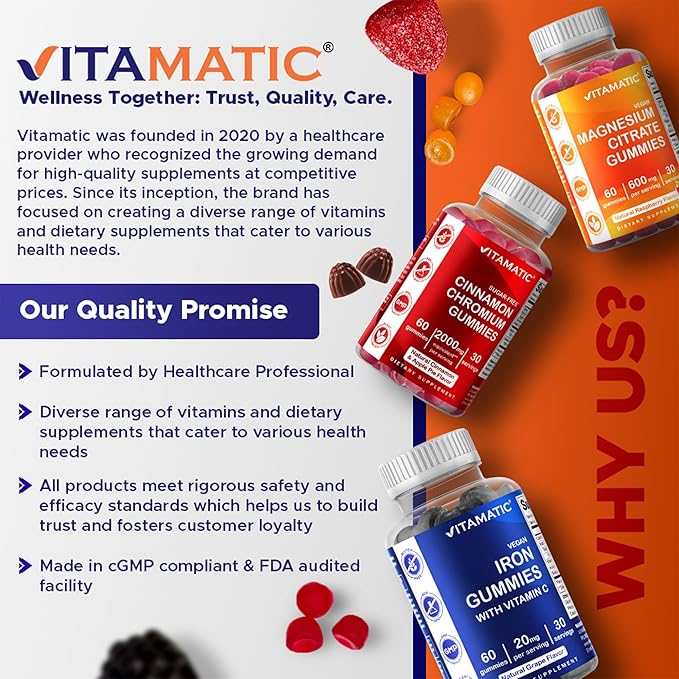 Vitamatic Magnesium Citrate Gummies 600mg per Serving - 240 Vegan Gummies - Natural Raspberry Flavor - High Absorption Magnesium Supplement - Supports Nerve Bone and Muscle Health