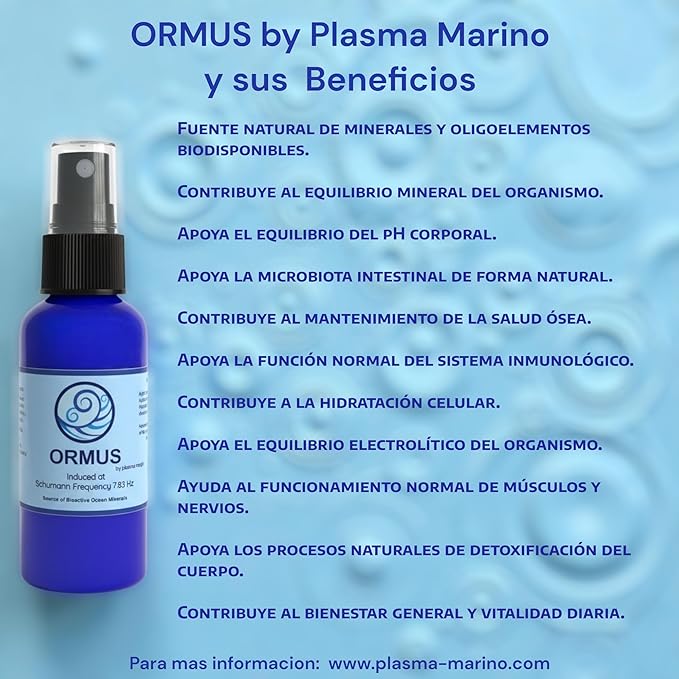 ORMUS by Plasma Marino 2 oz fl / 60ml BLUE GLASS BOTTLE WITH SPRAYER