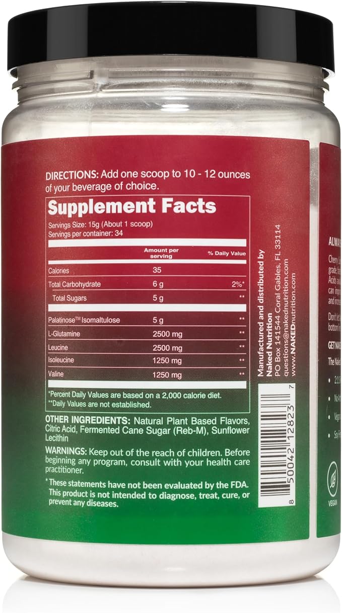 NAKED Cherry Lime Pre Workout &amp BCAA Bundle – Vegan Clean Energy (30 Servings) + 2:1:1 BCAA Powder (34 Servings) for Performance &amp Recovery