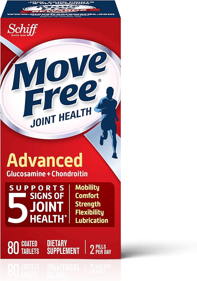 Move Free Triple Strength Glucosamine Chondroitin and Hyaluronic Acid Joint Supplement 80 Count