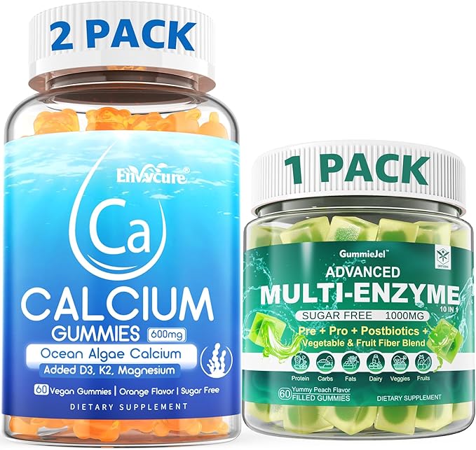 Digestive Enzymes Gummies 1PACK + Calcium Gummies 600mg 2PACK