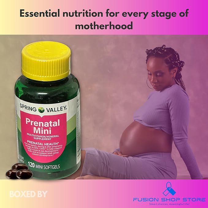 Prenatal Vitamins for Women- 120 Mini Softgels Multivitamin/Multimineral (Pack of 1) Boxed by Fusion Shop Store