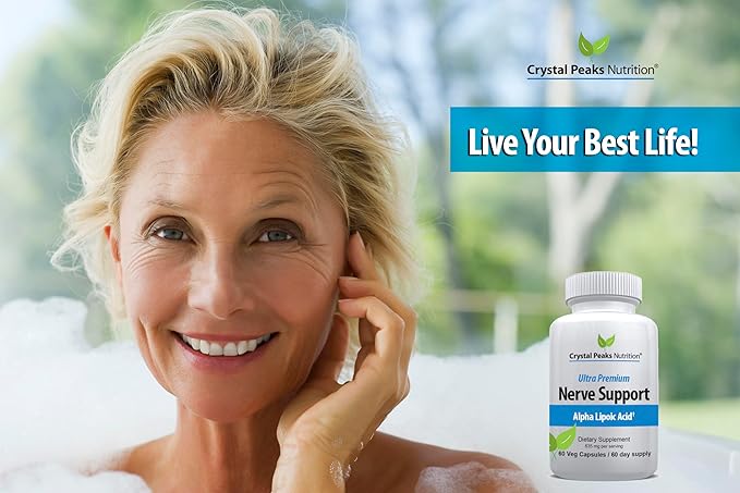 Nerve Support Supplement - Natural Vitamins with 600mg non-GMO ALA Alpha Lipoic Acid – Premium Nerve Support Supplement - Hands &amp Feet - Tingling Numbness - NEW! 60-Day Supply