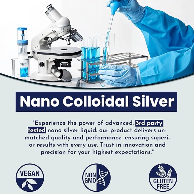 Optivida Colloidal Silver Liquid - 10 PPM Liquid Silver Immune Support Pure Nano Silver Hydrosol Liquid for Family Wellness - Natural Silver Water for Adults &amp Kids Non-GMO 3rd Party Tested - 1
