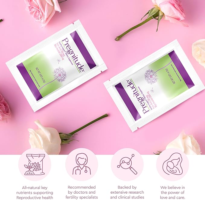 Pregnitude Reproductive Fertility Support - Helps Promote Regular Ovulation - Menstrual Cycles and Increase Quality of Eggs - 30 Day Supply 60 Packets