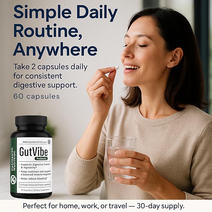 GutVibe Saccharomyces Boulardii Bacillus Subtilis Bifidobacterium Strain Lactobacillus Acidophilus Probiotic - 22 Billion CFU – Gut Digestion &amp Healthy Bowel Support - 60 Capsules 30-Day Supp
