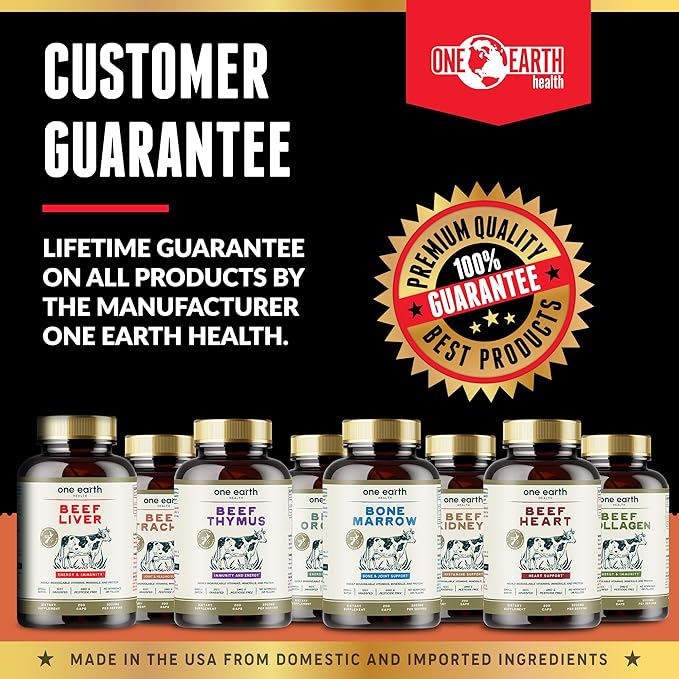One Earth Health New Zealand 100% Grass Fed Beef Organs – (200 Count 3000mg Serving) Liver Heart Kidney Pancreas Spleen Supplement. Organ Meat Complex sourced from New Zealand
