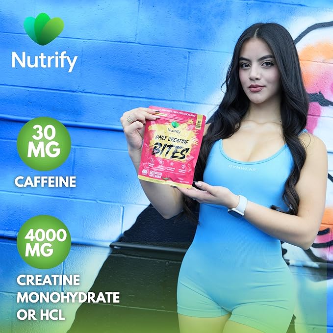 Nutrify Daily Creatine Gummies for Women and Men - 4g Creatine Monohydrate per Serving for Muscle Growth &amp Recovery - Sugar-Free Low-Calorie with Vitamin B12 for Energy Boost (Electric Blue)