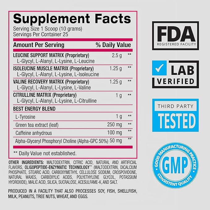 BPI Sports Best BCAA Powder - Muscle Recovery Support - Branched Chain Amino Acids | Building Blocks of Protein and Muscle - Post Workout Recovery - Hydration - Watermelon Ice