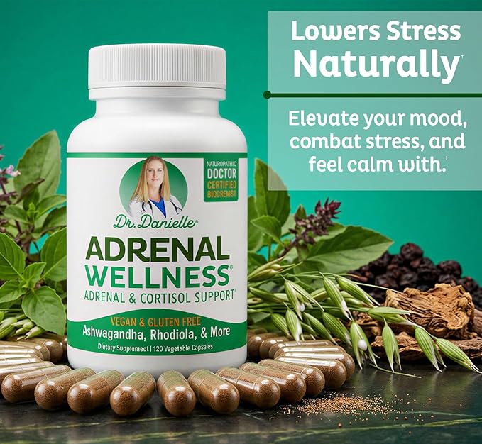 Adrenal Wellness Ashwagandha &amp More - Organic Mind Body Support by Dr. Danielle 120 Capsules