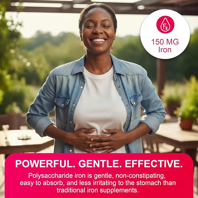 Pharmaris i-max Iron Supplement 150 mg Vitamin C 250 mg &amp B12 1000 mcg Iron Supplement Treatment for Women &amp Men Once Daily 100 Capsules