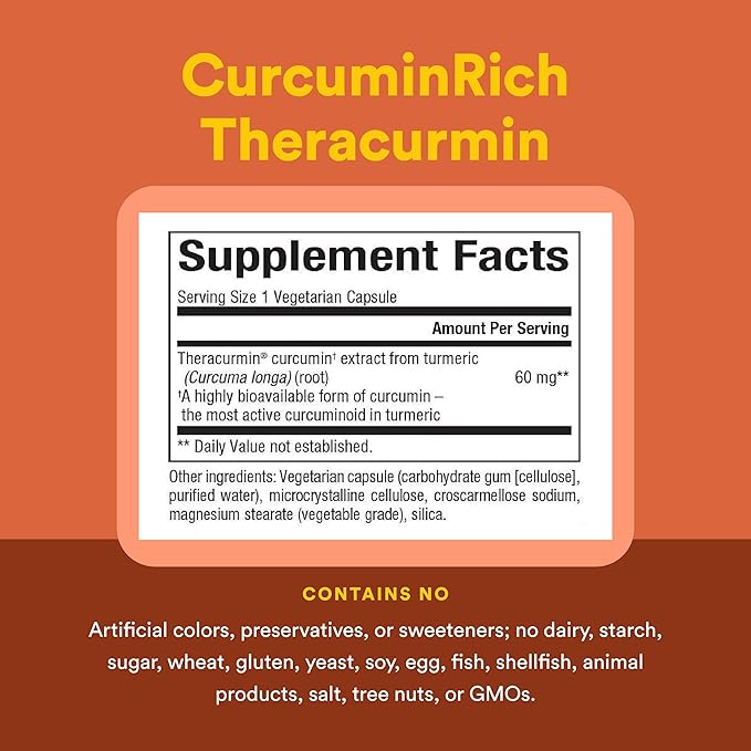 Natural Factors CurcuminRich Double Strength Theracurmin 60 mg Just 1 Capsule Daily Formulated for Superior Absorption 30 Count (Pack of 1)