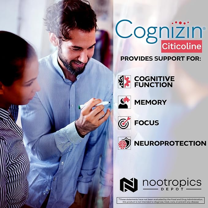 Nootropics Depot Cognizin Citicoline Capsules | 60 Count | Choline Supplement | Brain Health Supplement | Regulates Memory and Cognitive Function | Supports Attention Focus and Recall