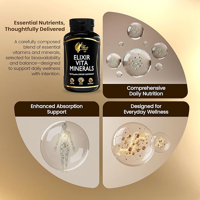 Cocó March N.M.D Elixir Vita Minerals – Multivitamin for Women &amp Men with Trace Minerals Activated B Vitamins &amp High A D E K Gluten Free &amp Dairy Free 24 Essential Vitamins &amp Mineral