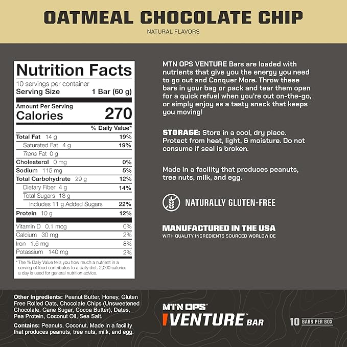 MTN OPS Solitude Altitude Support &amp Venture Bars Oatmeal Chocolate Chip Bundle – Altitude Sickness Support Supplement + Energy Bars for Hiking Trekking Backpacking &amp Mountain Adventures
