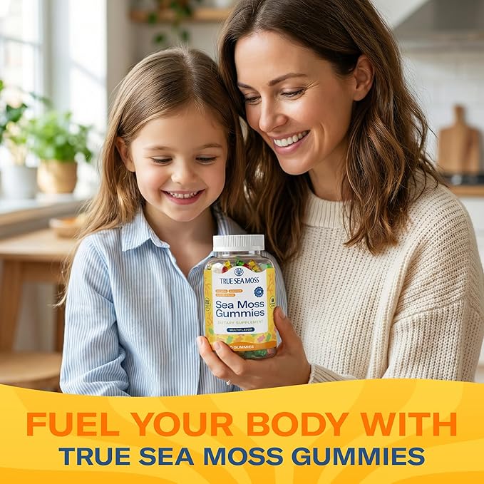 TrueSeaMoss Irish Sea Moss Gummies with Burdock Root &amp Bladderwrack – Formula for Adults &amp Kids – 60 Gummies (Packaging May Vary)
