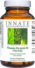INNATE Response Formulas Vitamin D3 5000 IU (125 mcg) - Supplement That Supports Immune and Bone Health - Blend of Vitamins D3 K1 and K2 - Vegetarian - 60 Capsules (60 Servings)