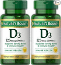 Nature's Bounty Vitamin D3 5000 IU Softgels Rapid Release Immune Support Vitamin D Supplements 150 Count (Pack of 2)