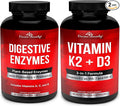 Divine Bounty Digestive Enzymes with Probiotics &amp Vitamin K2 and D3 Bundle