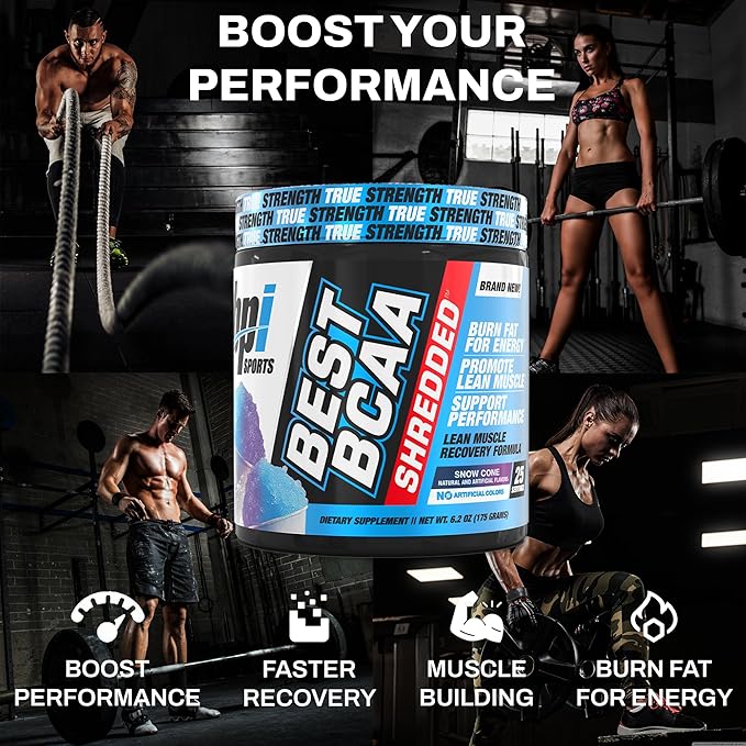 BPI Sports Best BCAA Shredded - Caffeine Free Thermogenic Recovery Drink Lean Muscle Building BCAA Powder For Women and Men Preworkout BCAAs Amino Acids Drink- Snow Cone - 25 Servings