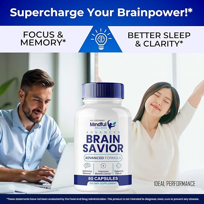 Brain Savior Brain Supplements for Memory and Focus Capsules BrainSavior Advanced Formula Brain Health Support - Maximum Strength Nootropics Brain-Savior All Natural Support Reviews (5 Pack)
