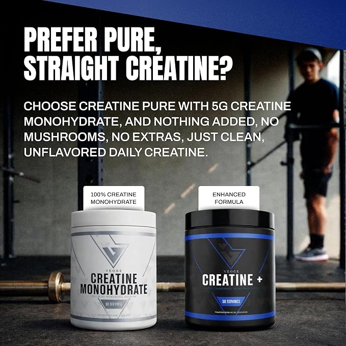 VEDGE Nutrition Creatine + | Vegan Plant-Based Creatine Monohydrate Powder | Energy Performance &amp Function | Ergogenic Aids for Athletes | Unflavored 30 Servings