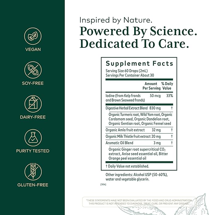 GAIA HERBS PRO Digestive Bitters with Turmeric - with Herbs Traditionally Used to Support Healthy Digestion* - Herbal Formula - Great for Travel - 2 Fl Oz (30 Servings)
