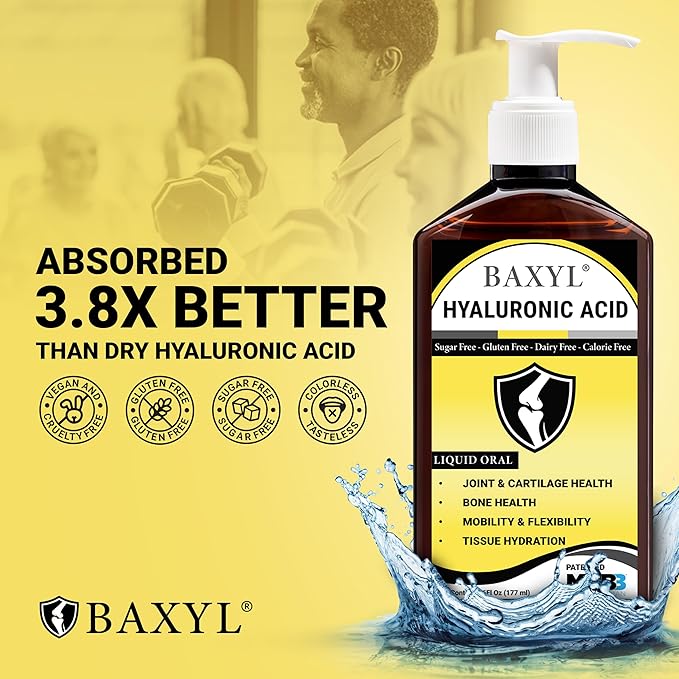BAXYL - Liquid Hyaluronic Acid for Joint Relief Supplement (Vegan Gluten-Free Non-GMO Patented Oral MHB3)