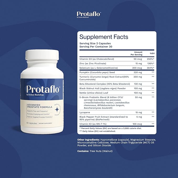 Prostate Supplements for Men 4 Pack - Supports Urinary Flow &amp Bladder Control | Probiotics + Black Walnut Nettle Turmeric Lycopene Pumpkin Seed Vitamin D3 &amp K2 Zinc + Selenium 60 Caps