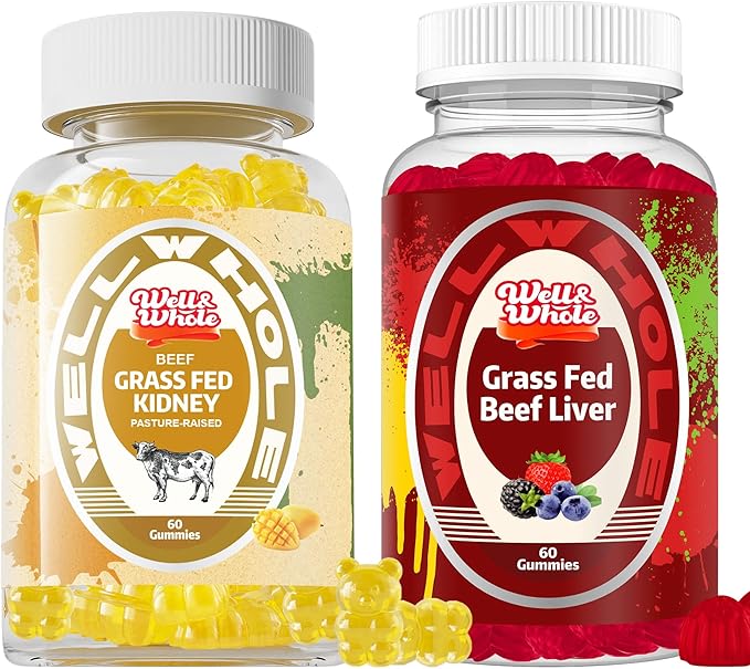 Well&ampWhole Grass Fed Beef Liver Gummies and Grass Fed Beef Kidney Gummies