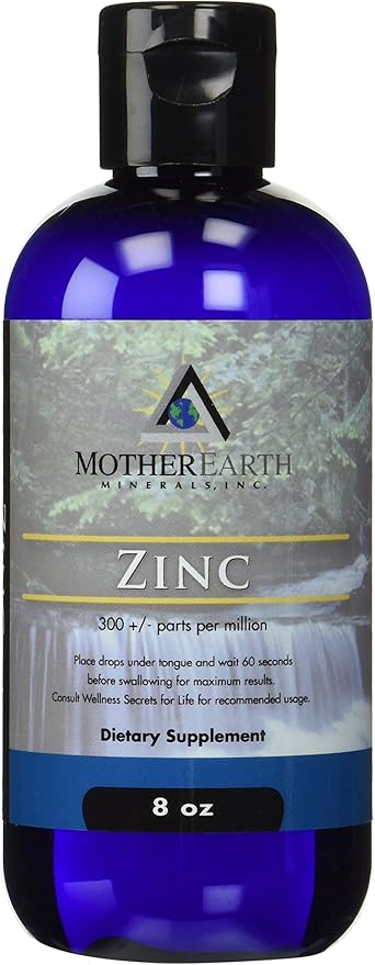 Mother Earth Minerals Ionic Liquid Zinc Supplement – High Absorption Angstrom Zinc Mineral Drops for Immune Support Enzymatic Function &amp Cellular Health 8 oz