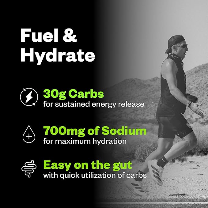 Salty Carbs Electrolyte Drink Mix 30g Dual-Action Carbs + 700mg Sodium Endurance Fuel for Runs Rides and Races Gluten-Free Dairy-Free Non-GMO (30 Servings Melon)