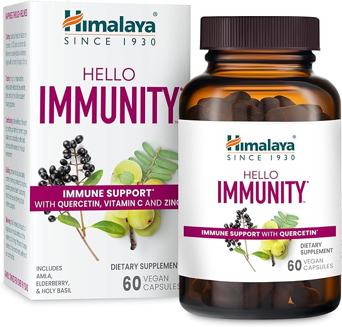 Himalaya Hello Immunity with Quercetin 60 Day Supply - Herbal Immune Support Supplement Bioflavonoid and Antioxidant for Immunity and Daily Wellness - Vegan Non-GMO Gluten Free 500 mg 60 Caplets