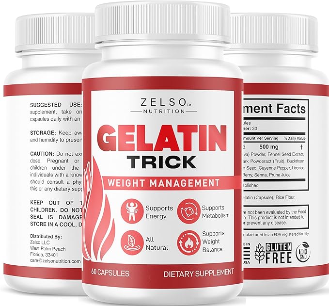 Gelatin Trick - Gelatin Trick Pills Daily Support Formula for Energy &amp General Wellness GelatinTrick Advanced Formula 60 Capsules for 1 Month