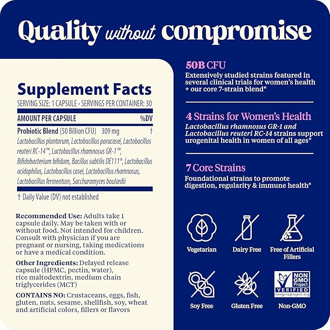 Enzymedica SubCulture Probiotics for Women 50 Billion CFU Vaginal &amp Urinary Health Immune and Digestive Support 30 Capsules Pack of 2