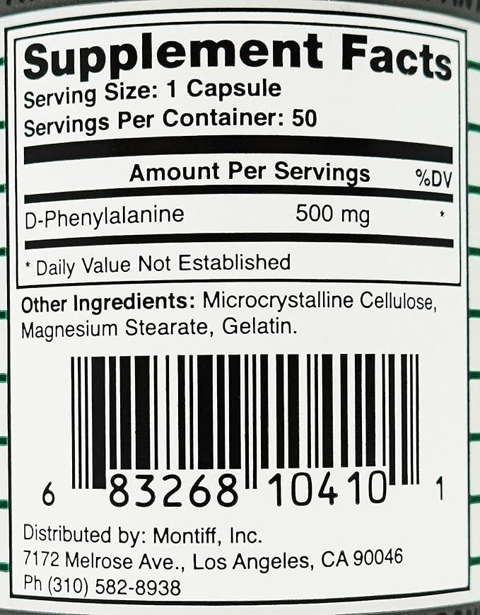 Pure D-Phenyl Relief 500 mg - 50 Capsules by Montiff