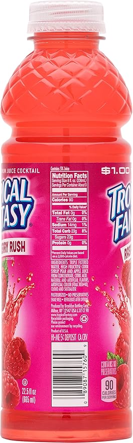 TROPICAL FANTASY Raspberry 22.5 Ounce Bottles (Pack of 24)