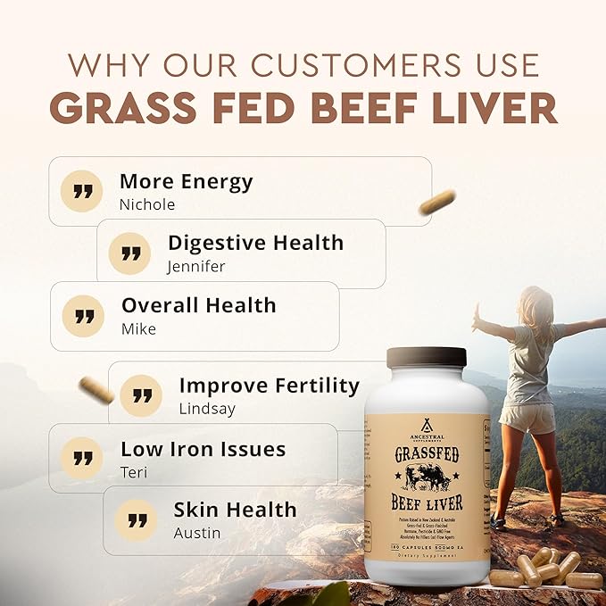 Ancestral Supplements Beef Organ &amp Liver Bundle for Women – Supports Hormone Balance Energy Skin &amp Wellness – Grass Fed Pasture Raised Multivitamin