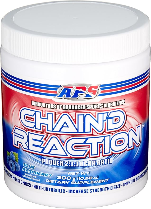 Chain'd Reaction - The Ultimate BCAA Amino Acid Recovery Aid for Muscle Growth Blue Raspberry 300 Gram