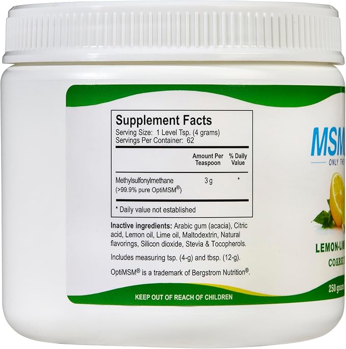 KALA HEALTH MSMPure Lemon Lime Flavored Coarse Flakes 8.8 oz and Muscle &amp Joint Cream 2oz Bundle