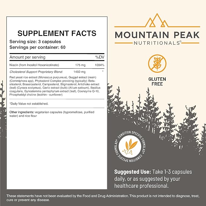 Mountain Peak Nutritionals Liver C &amp Cholesterol Support Bundle - Liver Health &amp Heart Support with Siliphos Mushrooms Artichoke Extract CoQ10 &amp Red Yeast Rice - Hypoallergenic Suppleme