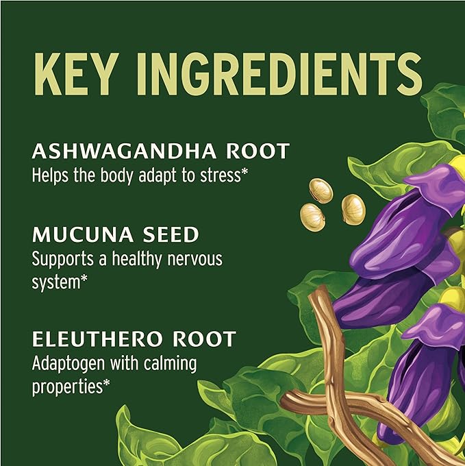 Banyan Botanicals Organic Adrenal Nourish - Cortisol Support &amp Stress Relief Supplement - Natural Energy &amp Fatigue Support with Ashwagandha &amp Adaptogens - 90 Tablets - Non-GMO Vegan*