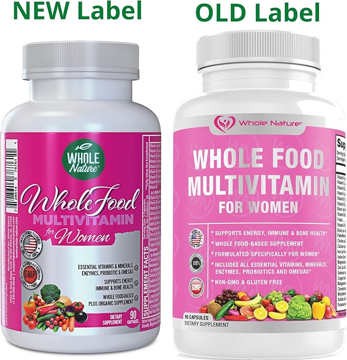 Whole Food Multivitamin for Women Womens Multi Vitamin with Folate B12 Methyl Vitamins Minerals Probiotics and Omegas Vegan Non GMO- 90 Capsules (1) (1)
